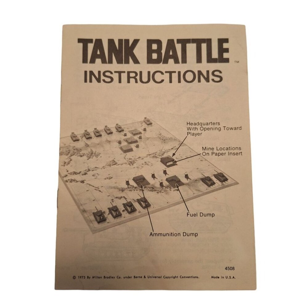Milton Bradley Tank Battle Instruction Manual 1975 Assembly Army Game‎ Vintage
